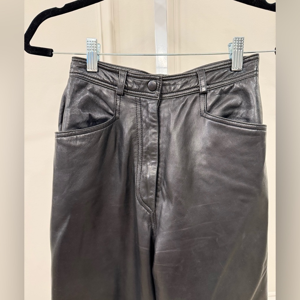 Vakko Straight Leg Leather Pants - Picture 6 of 14